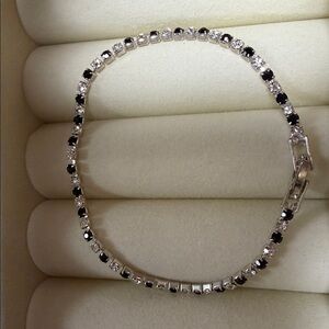 Elegant Silver and Black Crystal Bracelet